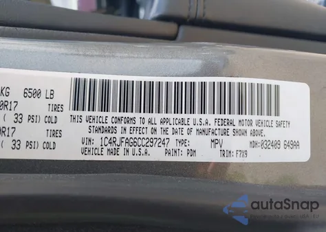 2012 Jeep Grand Cherokee Laredo z USA, uszkodzony, nr VIN 1C4RJFAG6CC297247